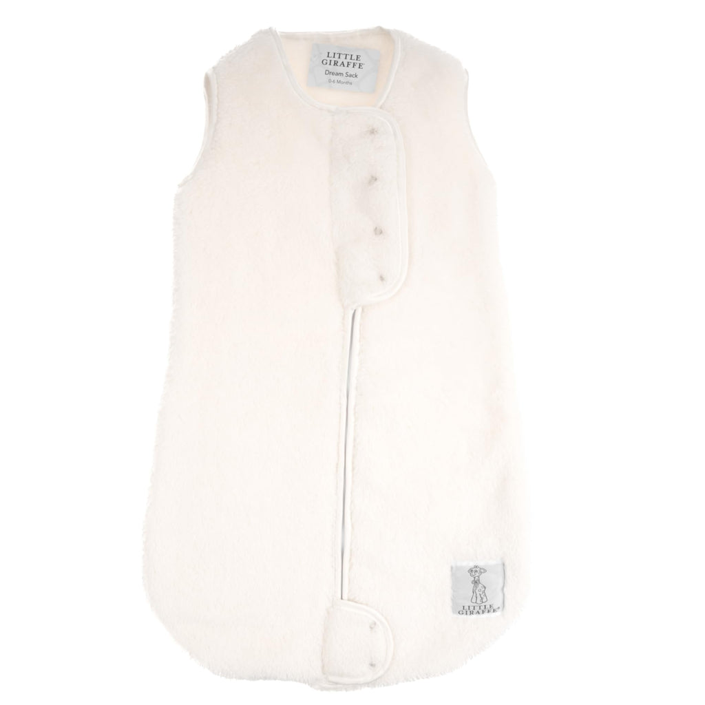 Little Giraffe Chenille Dream Sack, Cream - 1 TOG Sleep Sack 0-6 Months with Double-Zipper Design for Easy Diaper Changes - Ultra-Soft Baby Wearable Blanket with Chin and Zipper Guards
