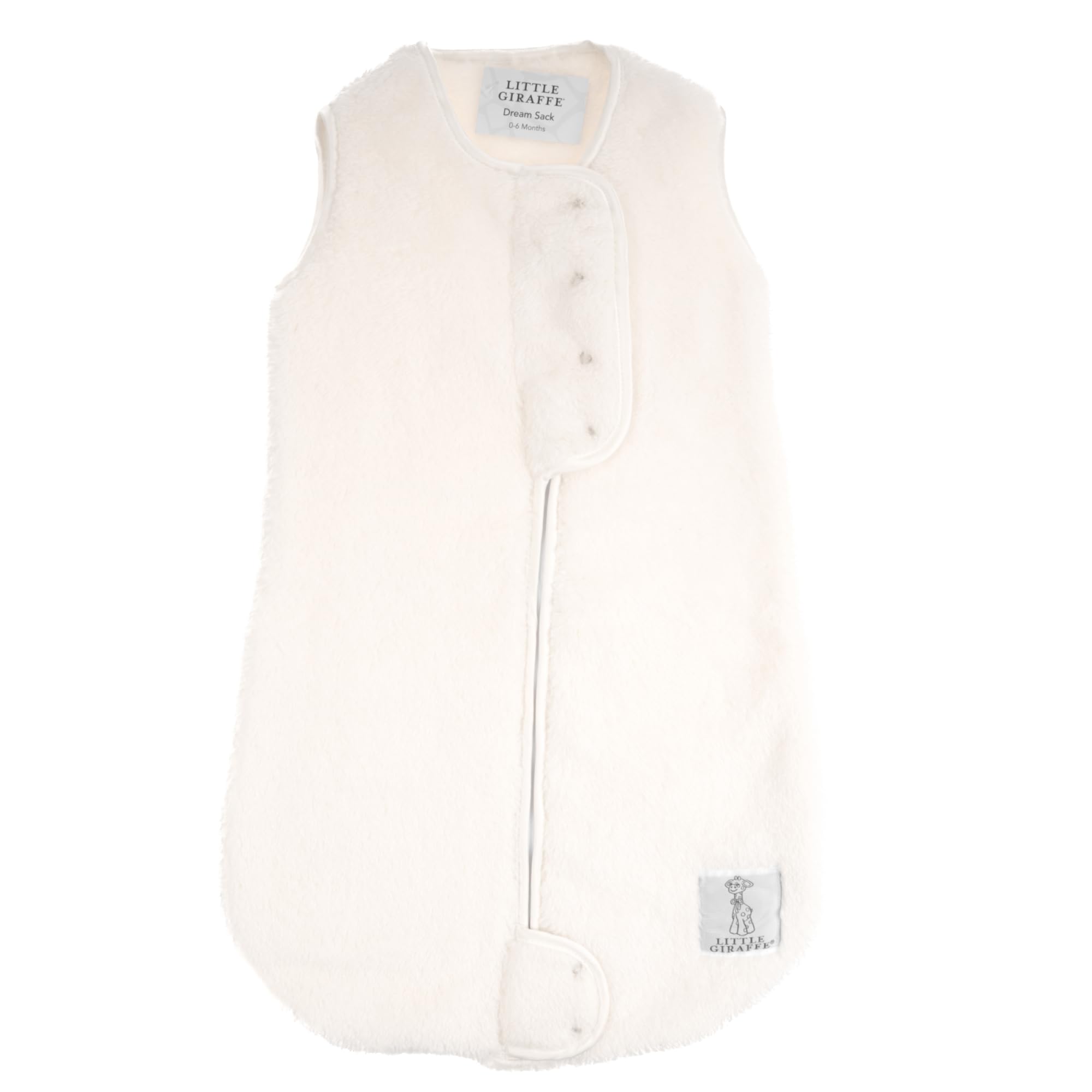 Little Giraffe Chenille Dream Sack, Cream - 1 TOG Sleep Sack 0-6 Months with Double-Zipper Design for Easy Diaper Changes - Ultra-Soft Baby Wearable Blanket with Chin and Zipper Guards