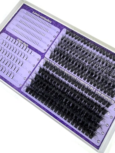 HBZGTLAD DIY Lash Clusters Kit with Spikes - D Curl Manga Eyelash Extensions