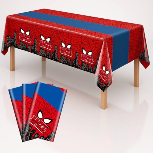 iCrius Spider City Disposable Plastic Tablecloths 3pcs 54x108 Inch for Birthday Party