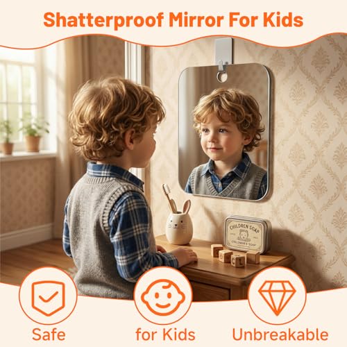 XIXING Fogless Shower Mirror for Shaving 7x5 Inch Shatterproof Anti-Fog Wall Mounted