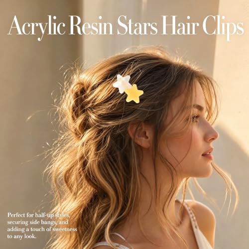 Festneno 4PCS Acrylic Star Hair Clips Non-Slip Geometric Snap Hair Barrettes
