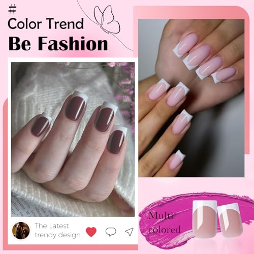 LoveOurHome Medium Square French Tip Press On Nails Kit