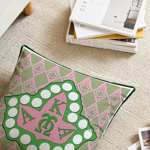 Ivy Leaf Greek Letter Throw Pillow Cover - 18x18 Inch Decorative Cushion for Home