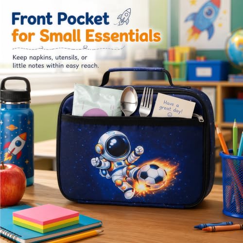 LEDAOU Astronaut Insulated Lunch Box for Kids - Reusable Lunch Bag