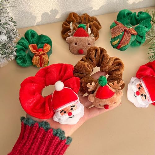 Christmas Velvet Hair Scrunchies 3-Piece Set Festive Ponytail Holders