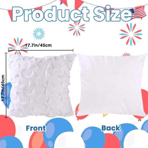 Heirloom Haven 4th of July White Star Throw Pillow Covers Set of 2, 18x18 Inch Holiday Decor