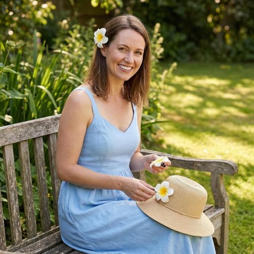 VASANA 12Pcs Plumeria Flower Hair Clips Boho EVA Hairpins