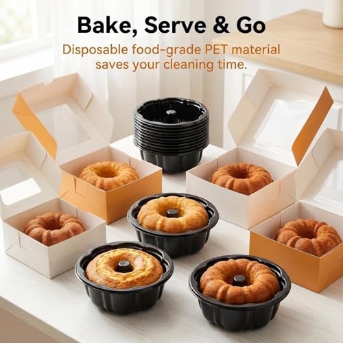 Jaevorite 50-Pack 4-Inch Disposable Mini Flower Cake Pans and Flan Molds