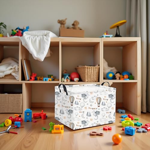 Collapsible Kids Storage Basket - Flying Dinosaur Rectangular Bin
