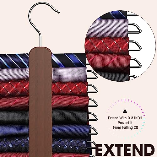 Uinicor 20-Hook Wooden Tie Hanger - 360° Rotating Tie Organizer, Walnut
