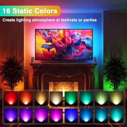 URTOM 4 Pack Indoor RGBW Uplighting Spotlights with Remote, Dimmable LED Christmas Lights