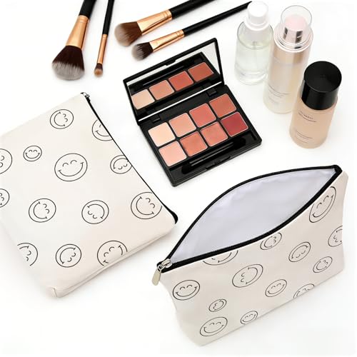 Fywelixc Smile Face Makeup Bag - Waterproof Cosmetic Organizer Pouch