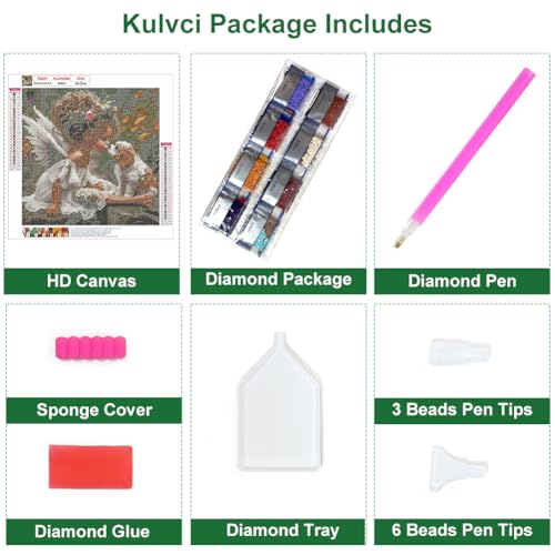 Kulvci Dog Diamond Painting Kit 12x12 Inch - 5D Round Gem Art for Adults