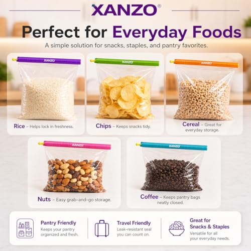 Xanzo Heavy Duty Chip Clips - 12 Durable Airtight Food Bag Closers