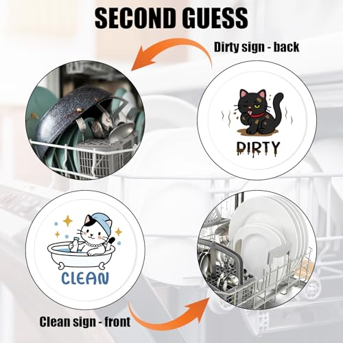 2-Piece Cat Clean Dirty Dishwasher Magnet Set - Double-Sided