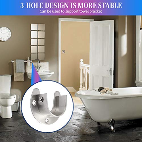 Heavy Duty Closet Rod Holders - 1 1/4 Inch Supports (2 PCS, Silver)