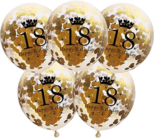 Gold 18 Number Balloons - 12 Inch 18th Birthday Decorations