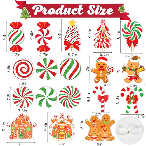 18 Pcs Candy Gingerbread Christmas Decorations Outdoor Hanging Yard Ornaments