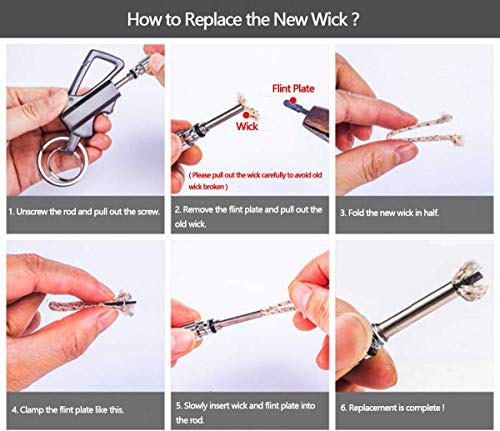 YUSUD Permanent Match Replacement Accessories Kit - 3 Flint Rods, Wicks & Waterproof Rings