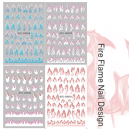 18 Sheets Nail Art Stickers Colorful Flame Floral Star Decals