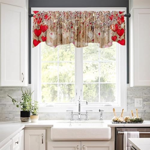 DOTOOMA Valentine's Day Window Valance Curtain, 54x18 Inch