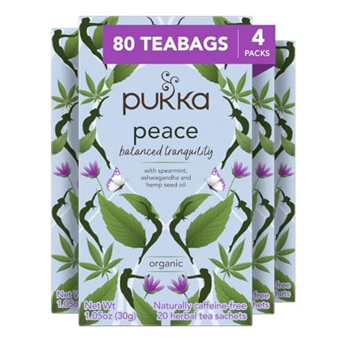 Pukka Peace Organic Herbal Tea Bags - 20 Count (Pack of 4)