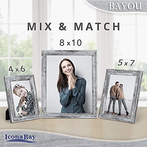 Icona Bay 4x6 Azure Gray Picture Frame - Coastal Style, Wall Mount & Table Top