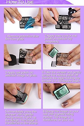 FingerAngel Nail Stamping Kit with 10 Plates Stamper and Scraper
