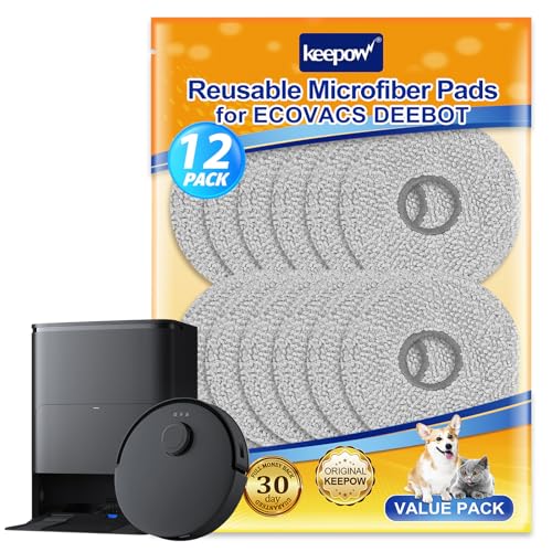 12-Pack Mop Pads Compatible with Ecovacs Deebot X1/T20/T30/N30/T50 Omni & Yeedi M12 Pro