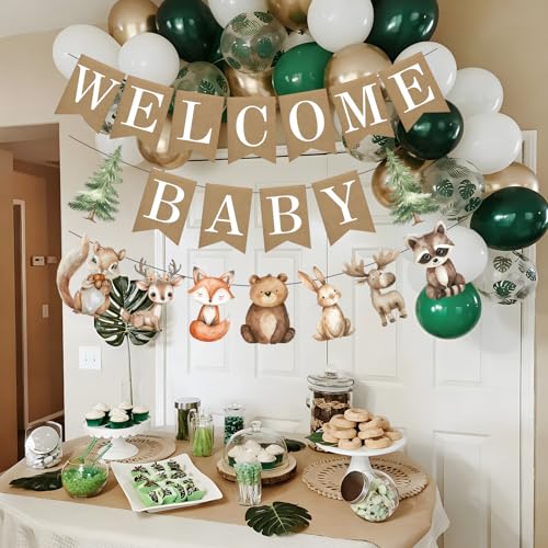 Woodland Welcome Baby Banner for Woodland Baby Shower & Gender Reveal Party Decor