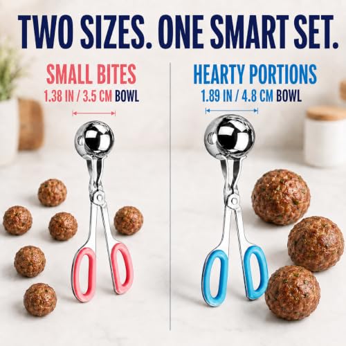 Stainless Steel Meatball Maker Tongs Set – 2-Piece Non-Slip Kitchen Scoop