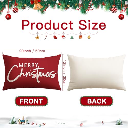 Merry Christmas Decorative Throw Pillow Cover 12x20 Inch