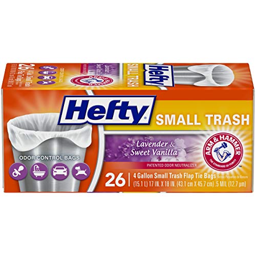 Hefty 4 Gallon Small Trash Bags with Lavender & Sweet Vanilla Scent, 26 Count