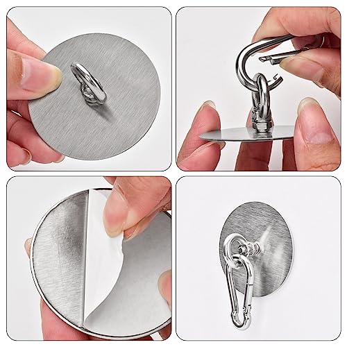 Sankoly 4 Pcs Stainless Steel Adhesive Ceiling Hooks - Nail-Free