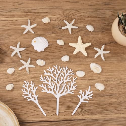 20Pcs Beach Cake Decorations - Under The Sea Seashell & Starfish Toppers
