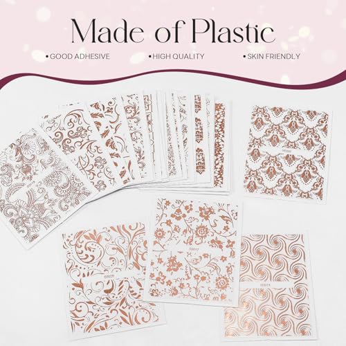 30 Sheets Rose Gold Nail Art Stickers 3D Self Adhesive Decals