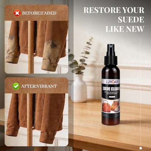 Luvoar Suede Cleaner and Restorer Spray - 4oz All-in-One Care Kit