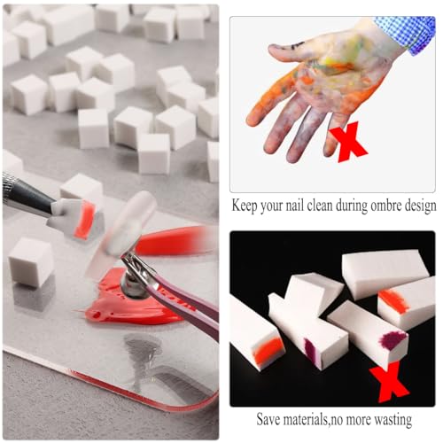 Ombre Nail Art Sponge Set with Grabbing Pen - 100 Mini Sponges