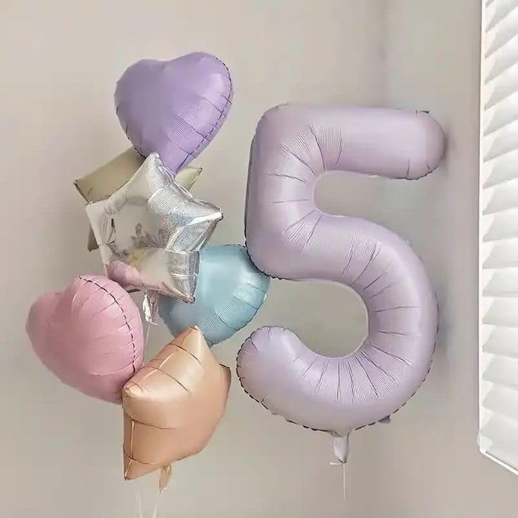Skiennix 40-Inch Balloon Numbers - Big Cream & Purple 5th Birthday Decorations | Perfect for Weddings & Parties