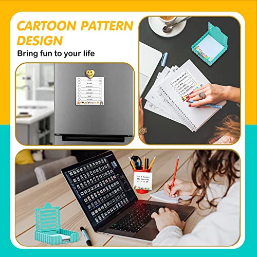 Litacimi Blue Wavy Sticky Notes Holder with Stencil - Desk Note Dispenser