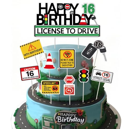 Drivers License Cake Toppers for 16th Birthday Party - 10 Count