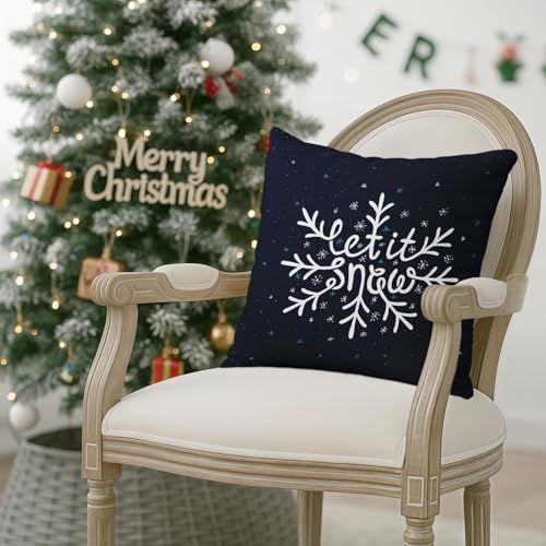 Emvency Christmas Snow Throw Pillow Covers, 20x20 Inch, Set of 2