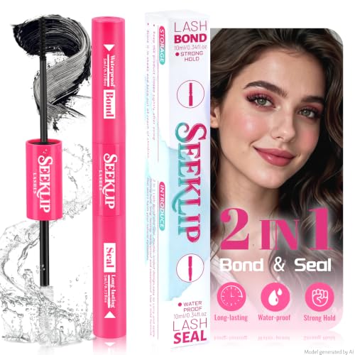 SeekLip Waterproof Lash Cluster Glue - 72-Hour Gentle Bond and Seal Black 10ml