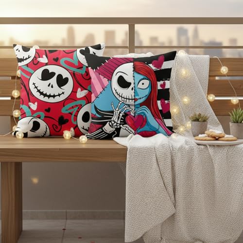 The Nightmare Before Christmas Valentine's Day Pillow Covers - 18x18 Plush Set of 2