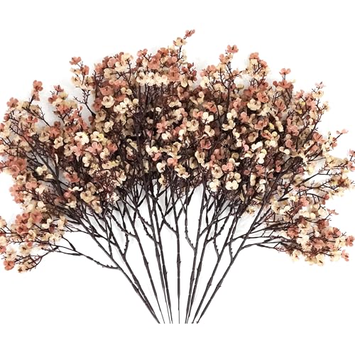 5 Pcs Beige Brown Babys Breath Artificial Flowers for Home Decor