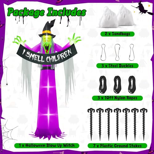 13FT Halloween Inflatable Witch Yard Decor - Large Scary Blow Up with Lights - Variation of THIS listing