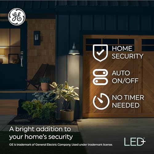 GE LED+ Dusk to Dawn Security Light Bulbs 60W Replacement, Decorative ST19, Medium Base, Color Select, 2 Pack