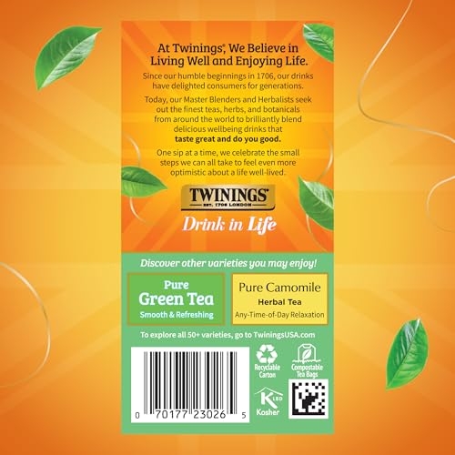 Twinings Pure White Tea Bags - 20 Count, Pack of 6 - Delicate & Smooth
