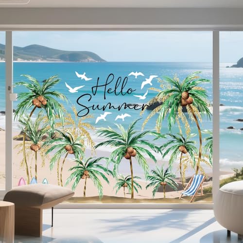 Extra Large Hello Summer Window Clings - Double Sided Decor
